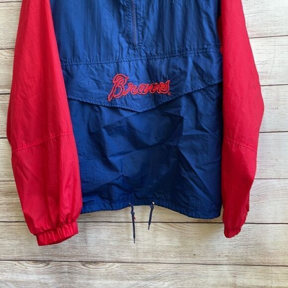 VINTAGE 90s COMPETITOR V ATLANTA BRAVES QUARTER ZIP WINDBREAKER - Picture 3 of 9